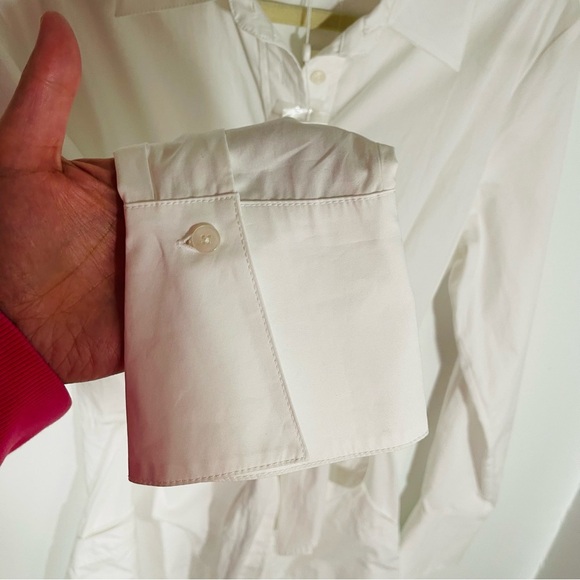 NWT Jonathan Simkhai Colbi Cotton Poplin Mini Shirt Dress White Preppy Medium - Picture 7 of 9